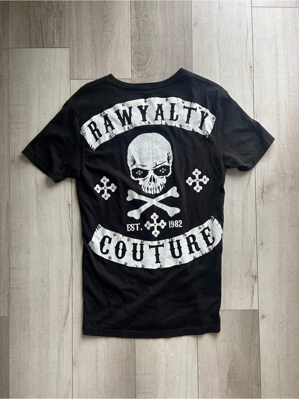 Rawyalty Couture Y2K Skull Studded Tee Size Small